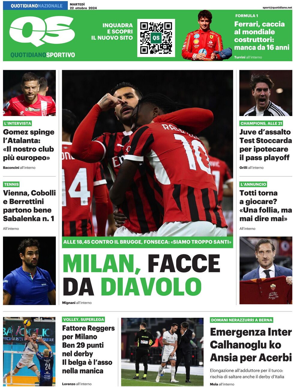 QS Quotidiano Sportivo - Front Page - 10/22/2024