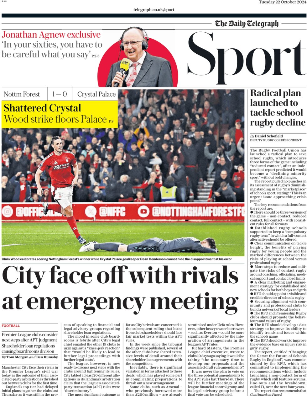 The Daily Telegraph SPORT - Front Page - 10/22/2024