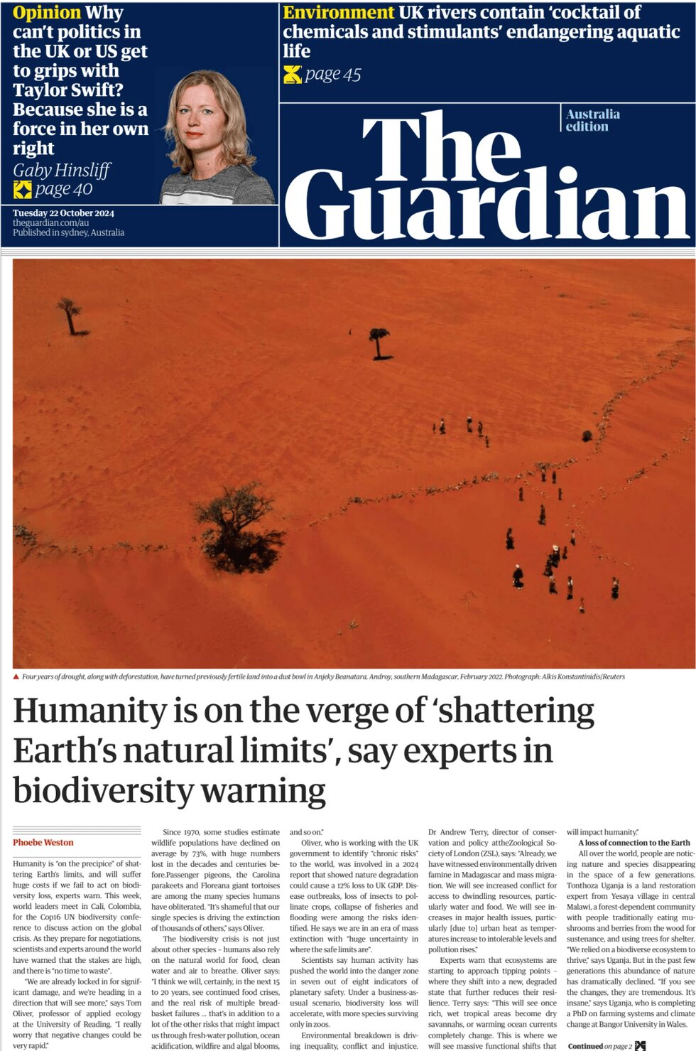 The Guardian Australia - Front Page - 10/22/2024