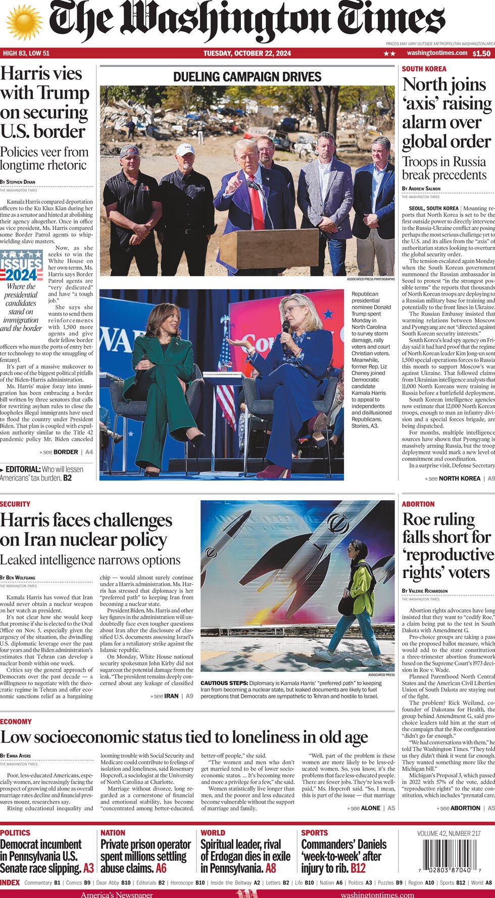 The Washington Times - Cover - 10/22/2024