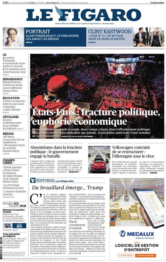 Le Figaro - Front Page - 10/29/2024