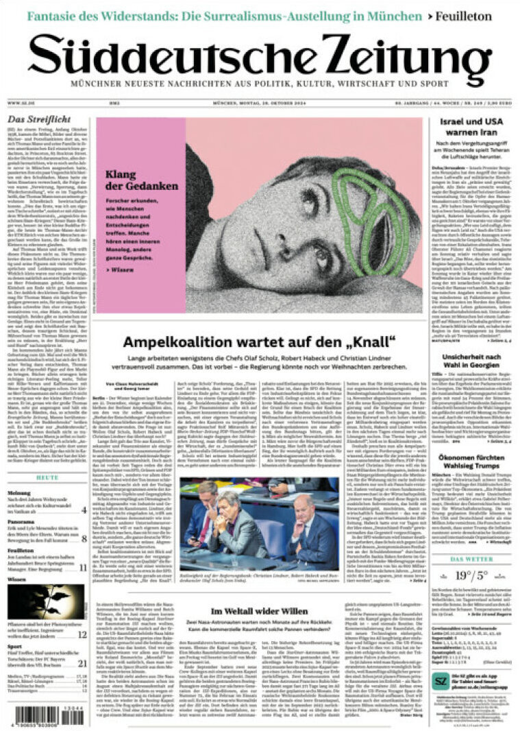 Süddeutsche Zeitung - Front Page - 10/28/2024