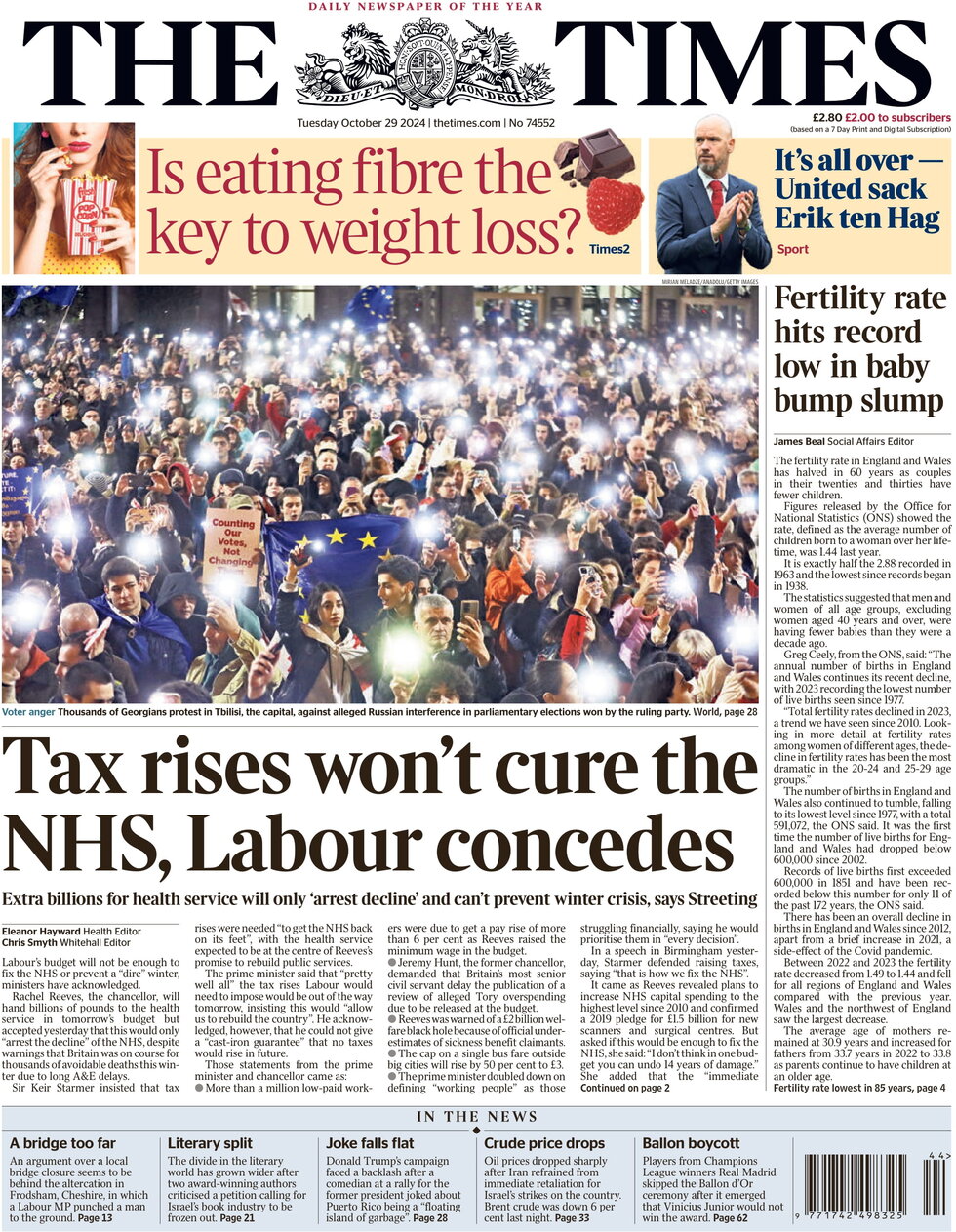 The Times - Front Page - 10/29/2024