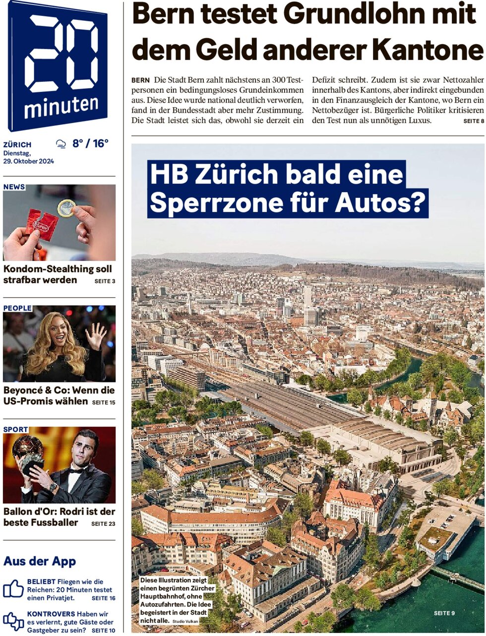 20 Minuten - Front Page - 10/29/2024