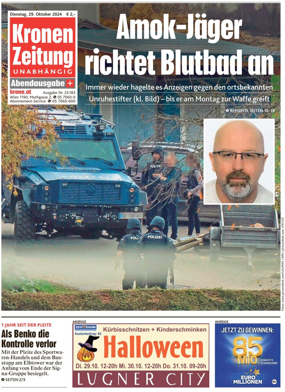 Kronen Zeitung - Front Page - 10/29/2024