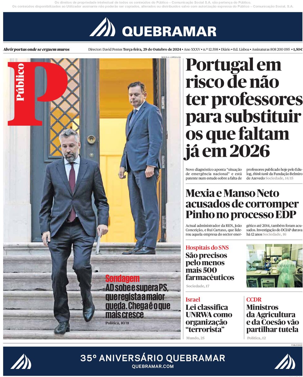 Público - Front Page - 10/29/2024