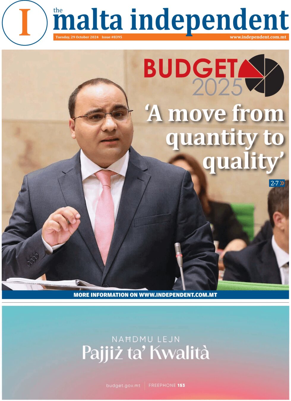 The Malta Independent - Front Page - 10/29/2024