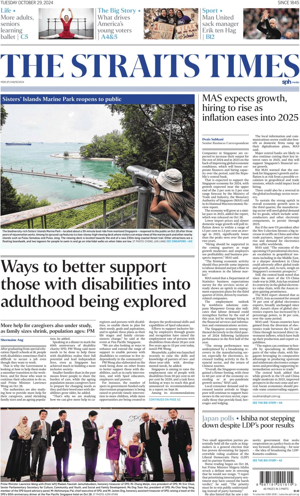 The Straits Times - Front Page - 10/29/2024