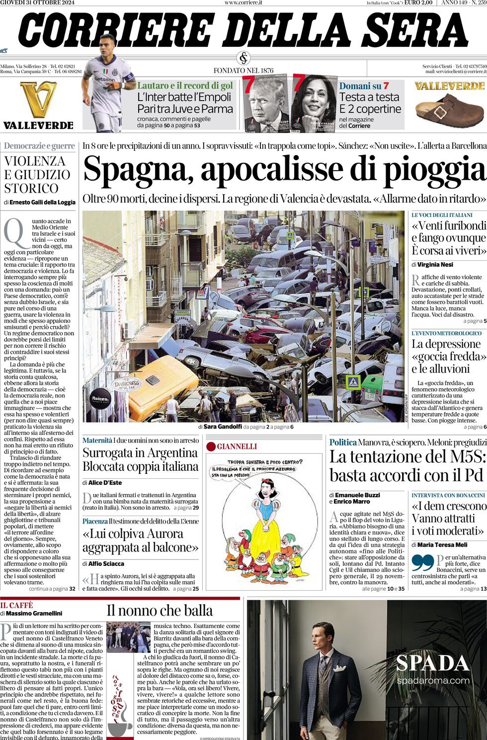 Corriere della Sera - Front Page - 10/31/2024