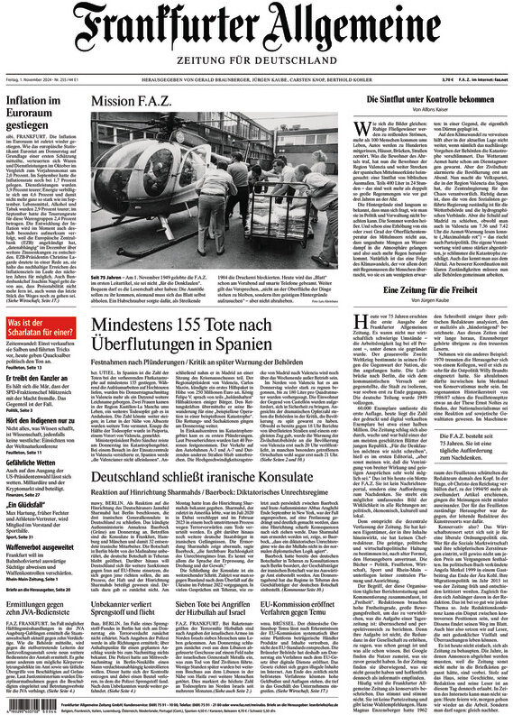 Frankfurter Allgemeine Zeitung - Front Page - 11/01/2024