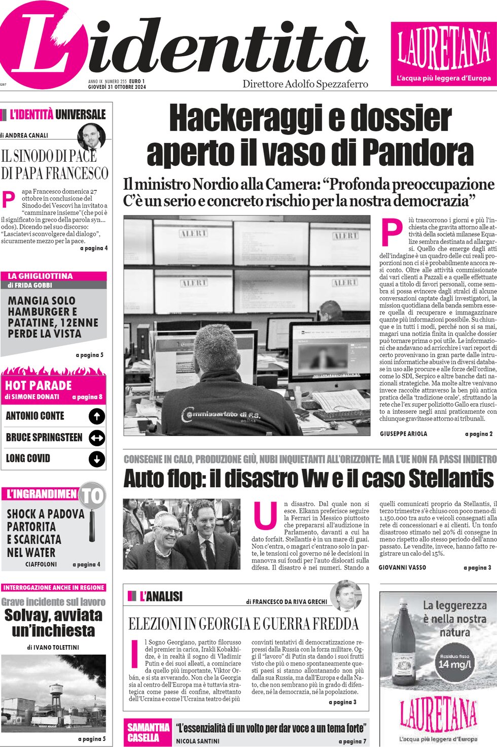 L'Identità - Front Page - 10/31/2024