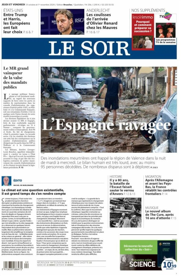 Le Soir - Front Page - 10/31/2024