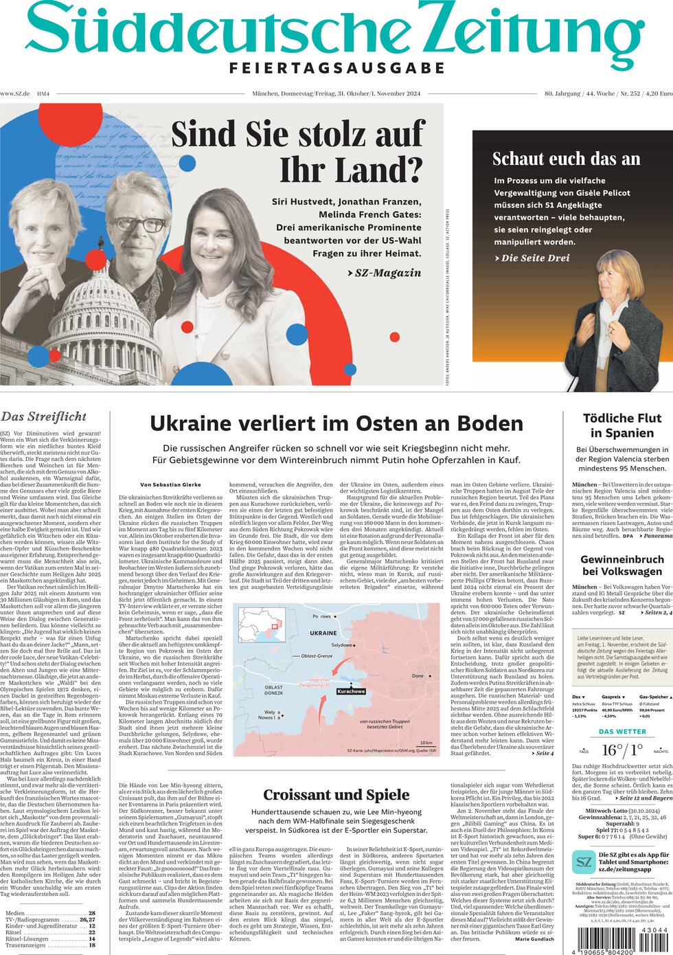 Süddeutsche Zeitung - Front Page - 10/31/2024