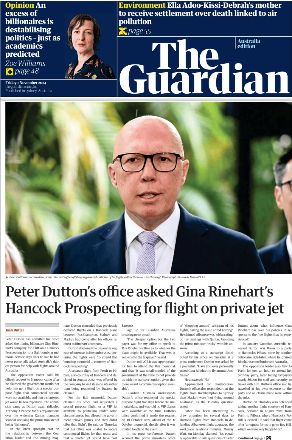 The Guardian Australia - Front Page - 11/01/2024