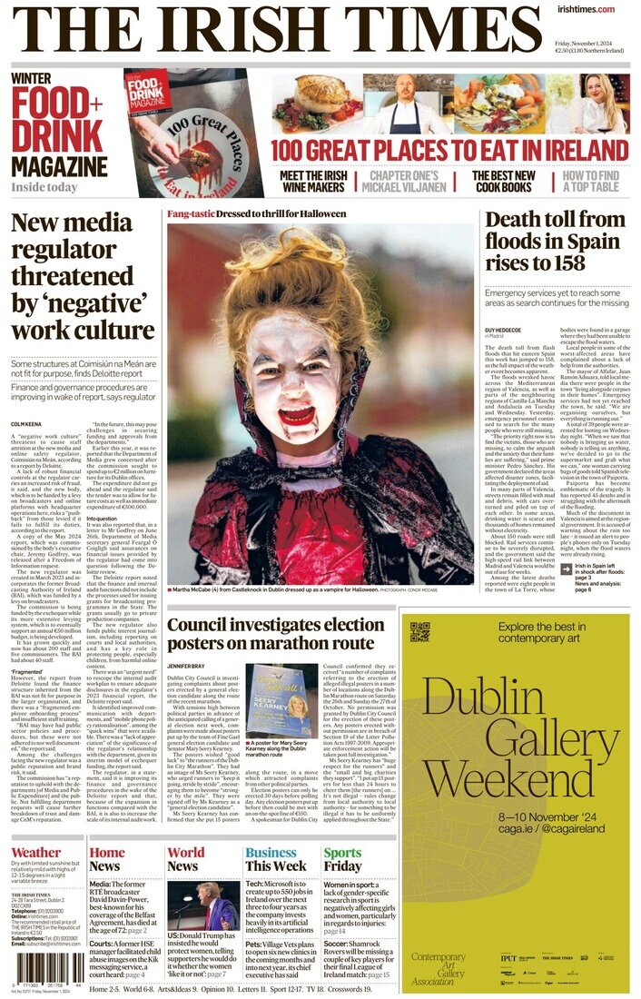 The Irish Times - Front Page - 11/01/2024