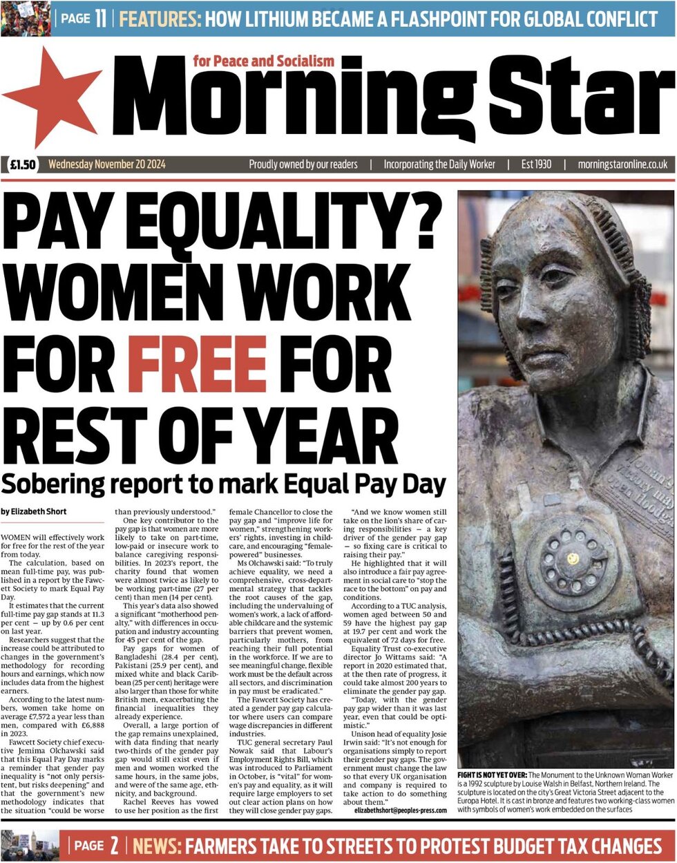 Morning Star - Front Page - 11/20/2024