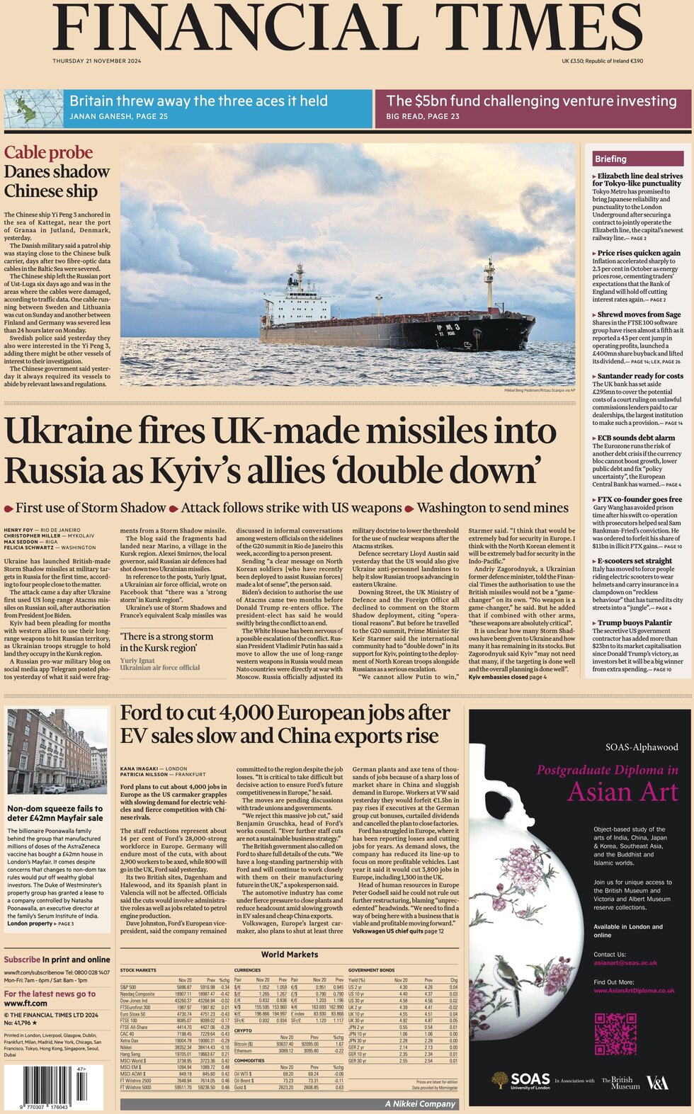 Financial Times - Front Page - 11/21/2024