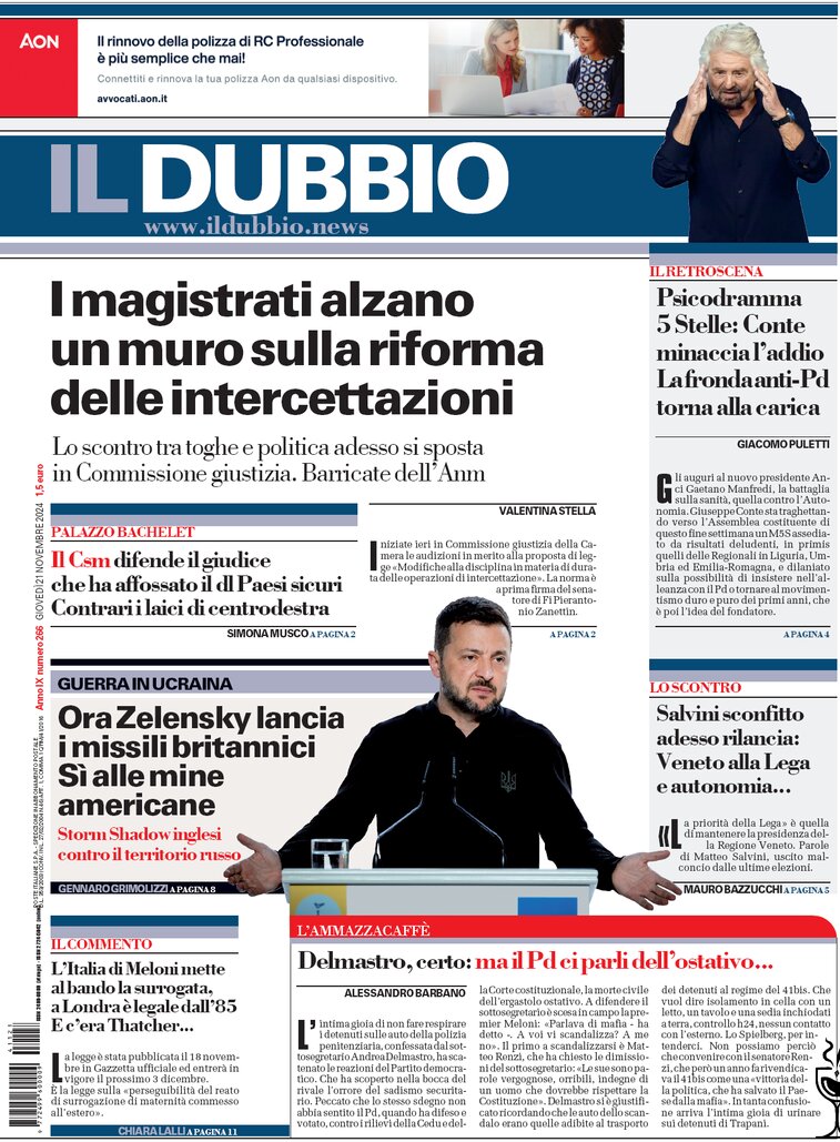 Il Dubbio - Front Page - 11/21/2024