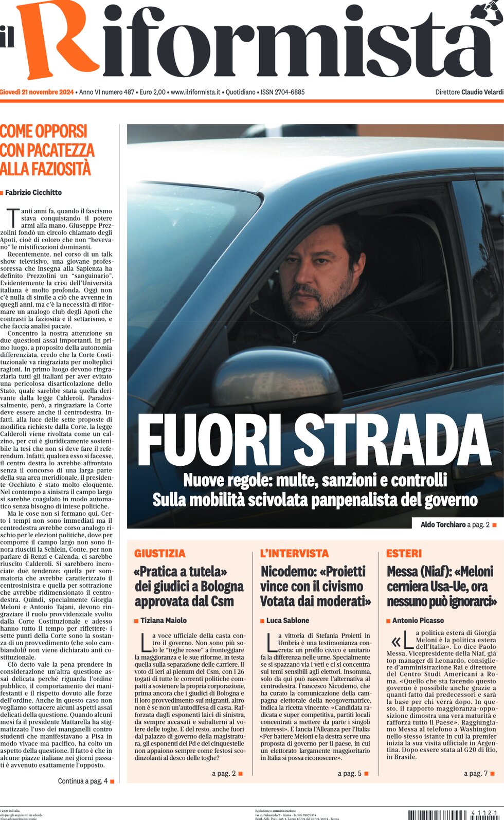 Il Riformista - Front Page - 11/21/2024