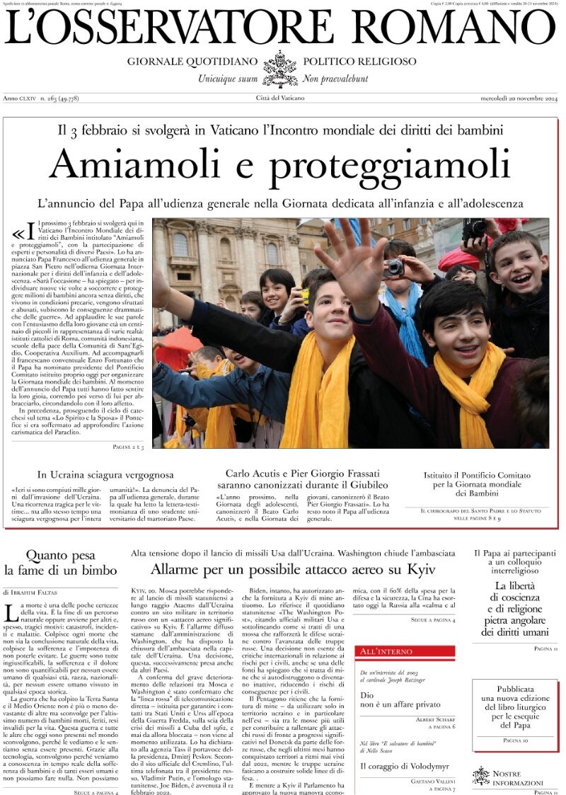 L'Osservatore Romano - Front Page - 11/20/2024