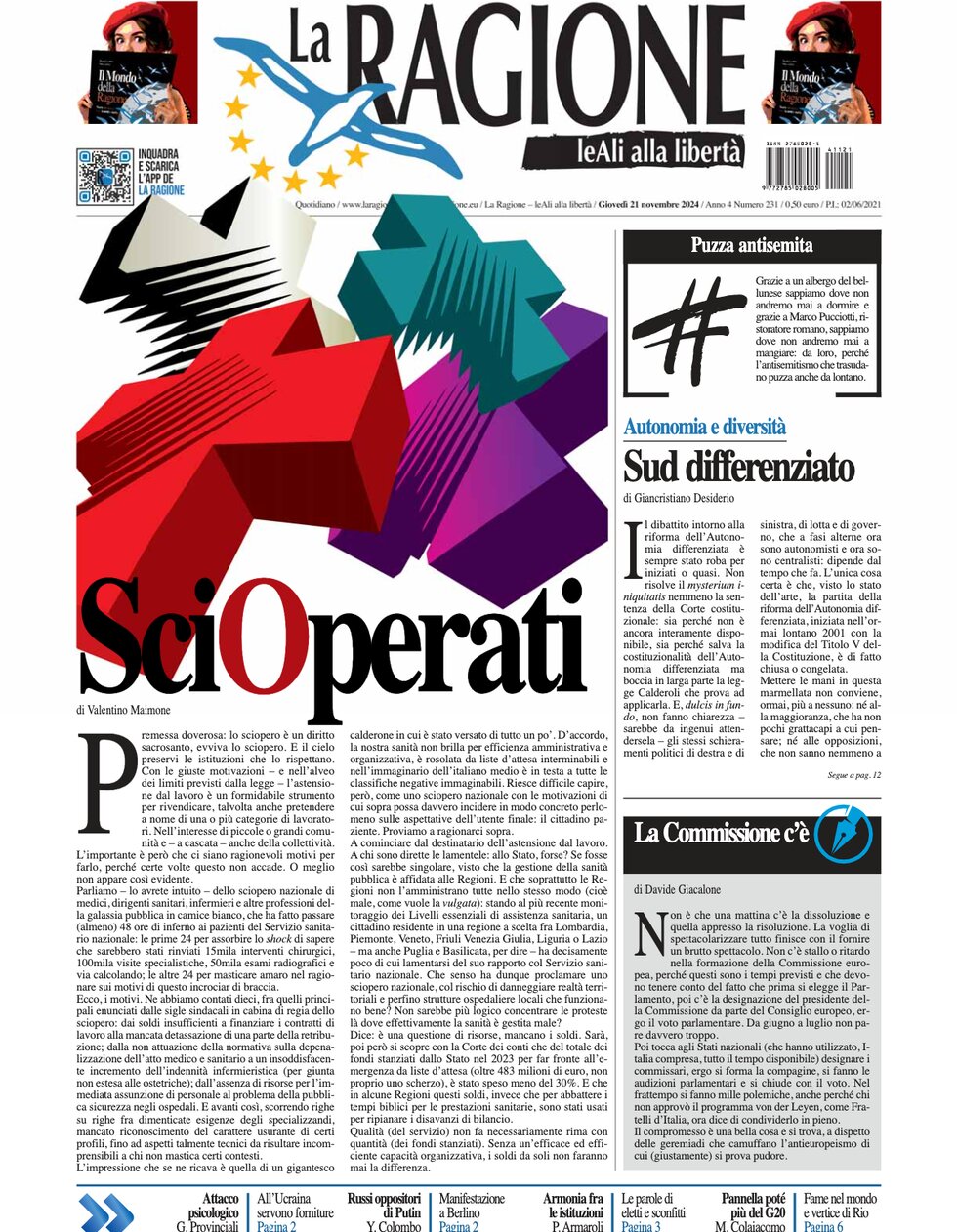 La Ragione - Front Page - 11/21/2024