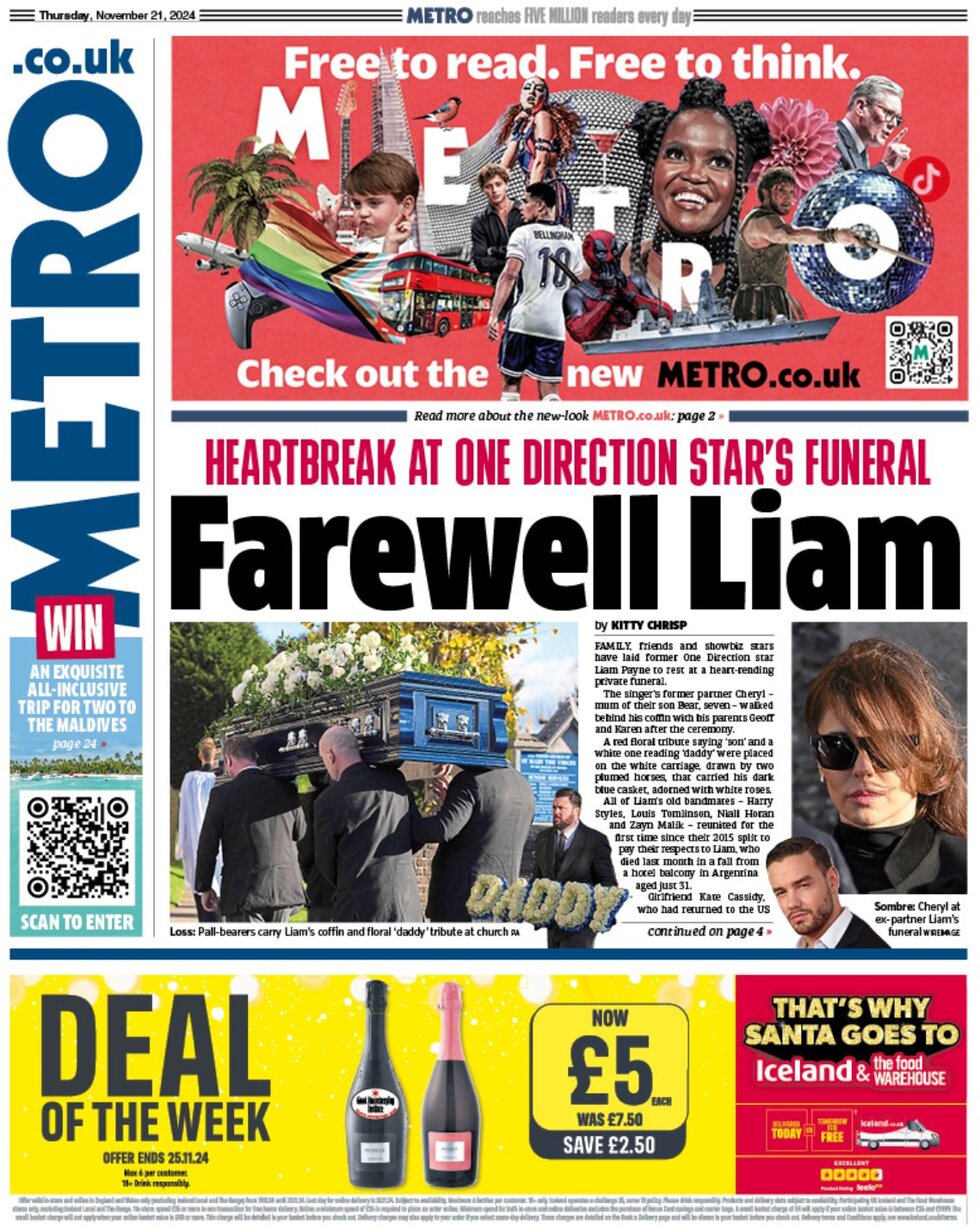 Metro UK - Front Page - 11/21/2024