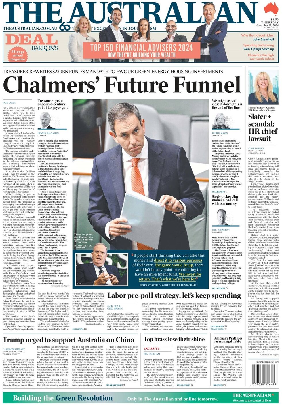 The Australian - Front Page - 11/21/2024