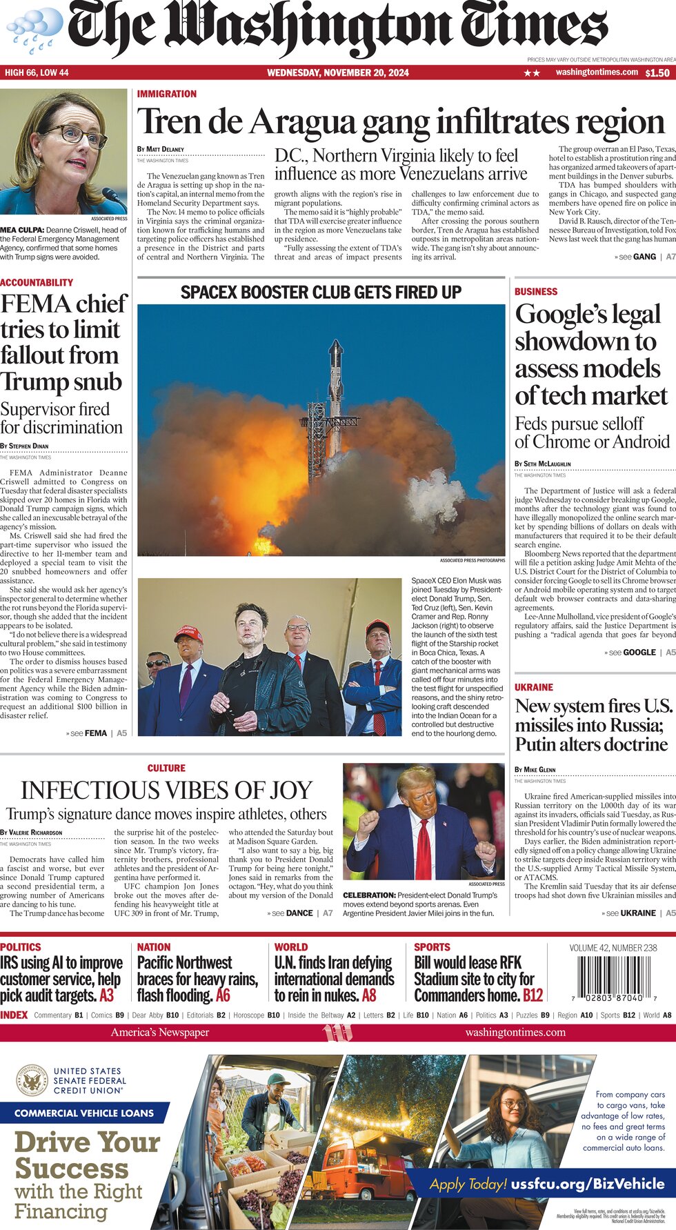 The Washington Times - Cover - 11/20/2024