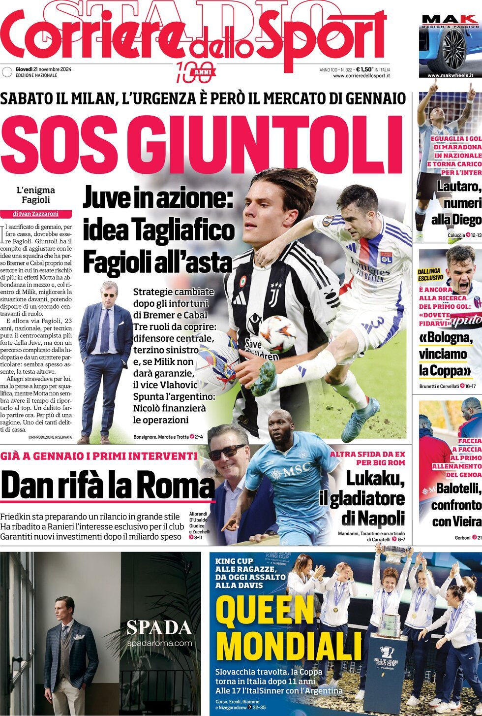 Corriere dello Sport - Front Page - 11/21/2024