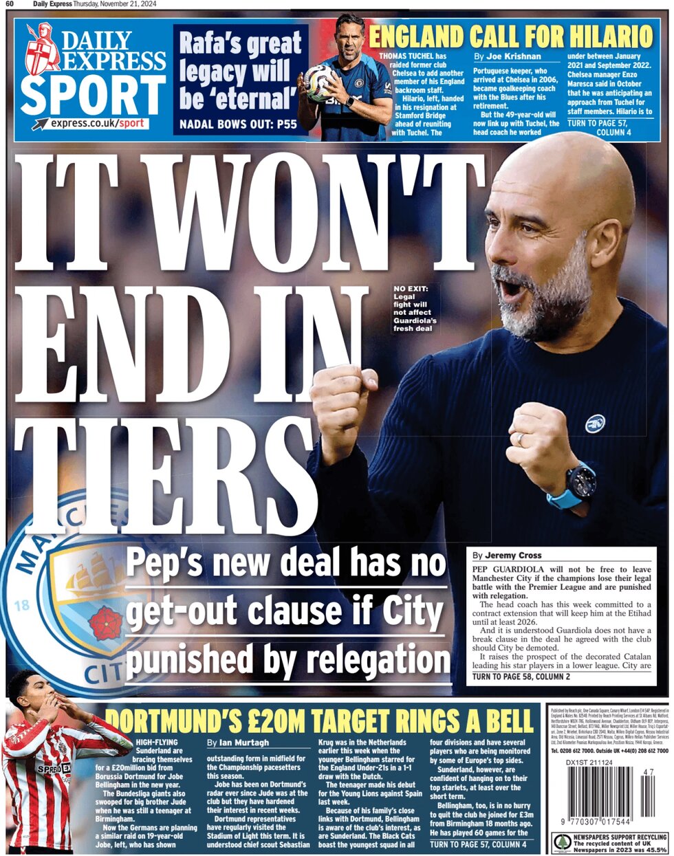 Daily Express SPORT - Front Page - 11/21/2024