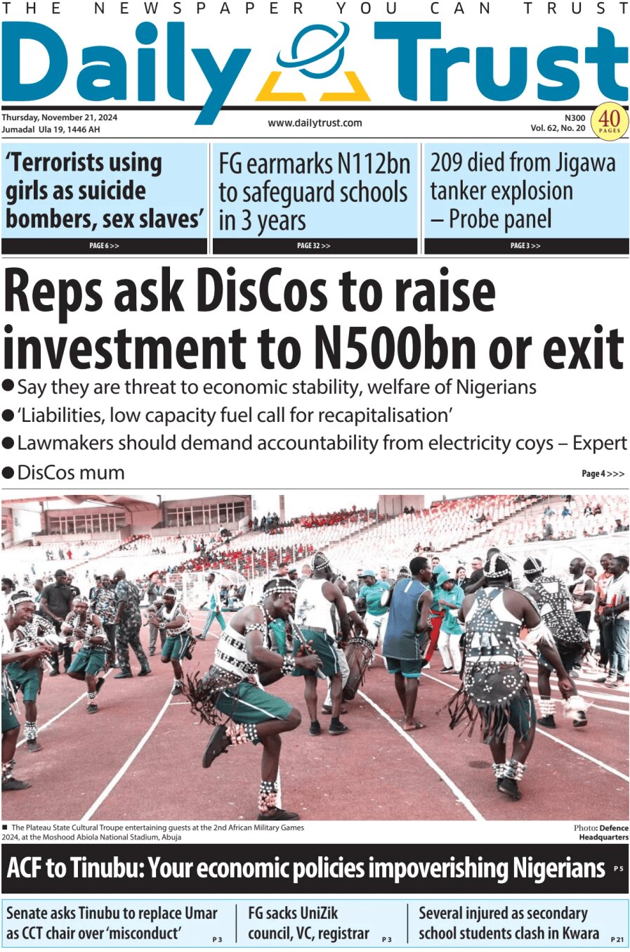 Daily Trust - Front Page - 11/21/2024