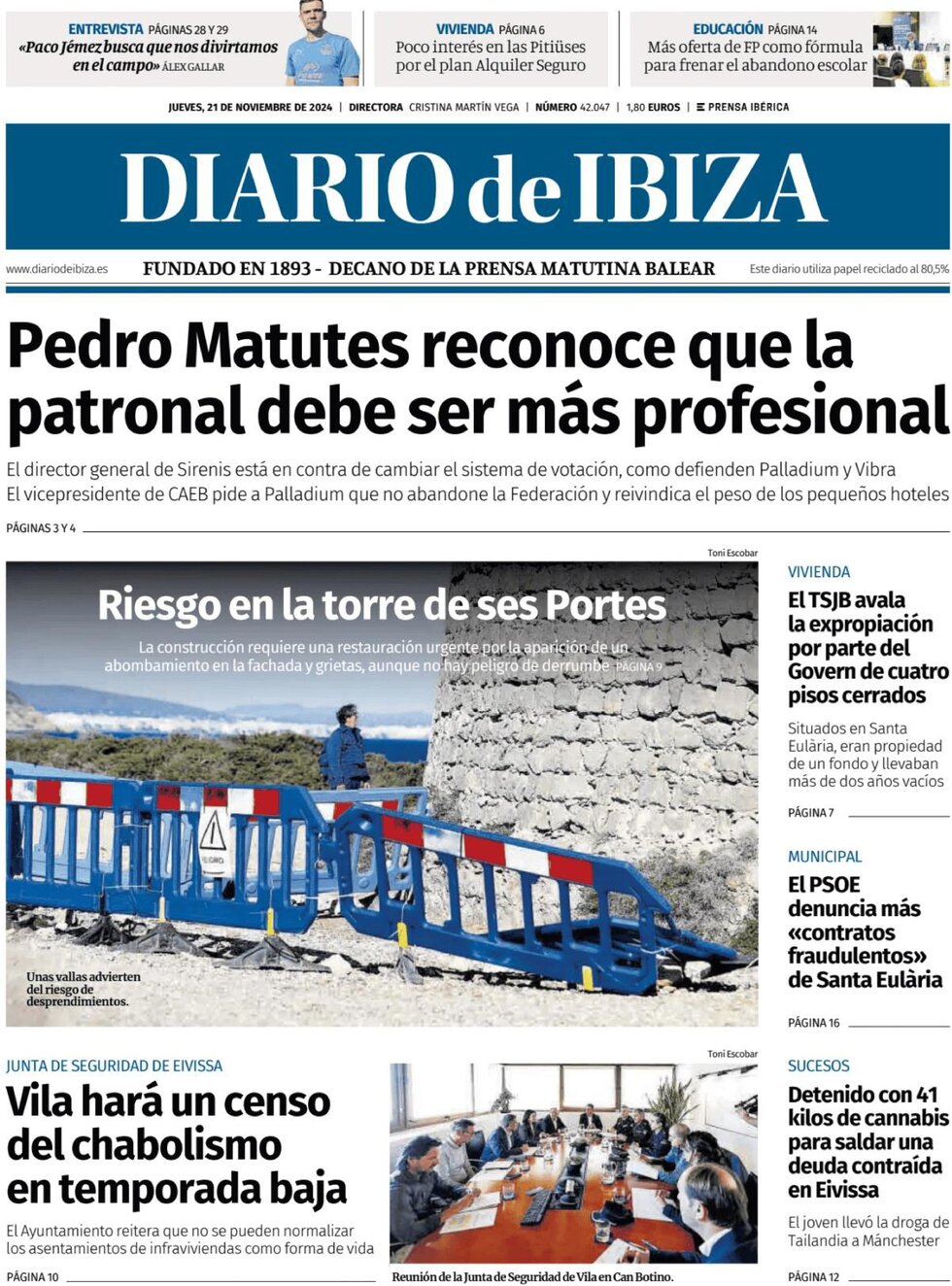 Diario de Ibiza - Front Page - 11/21/2024