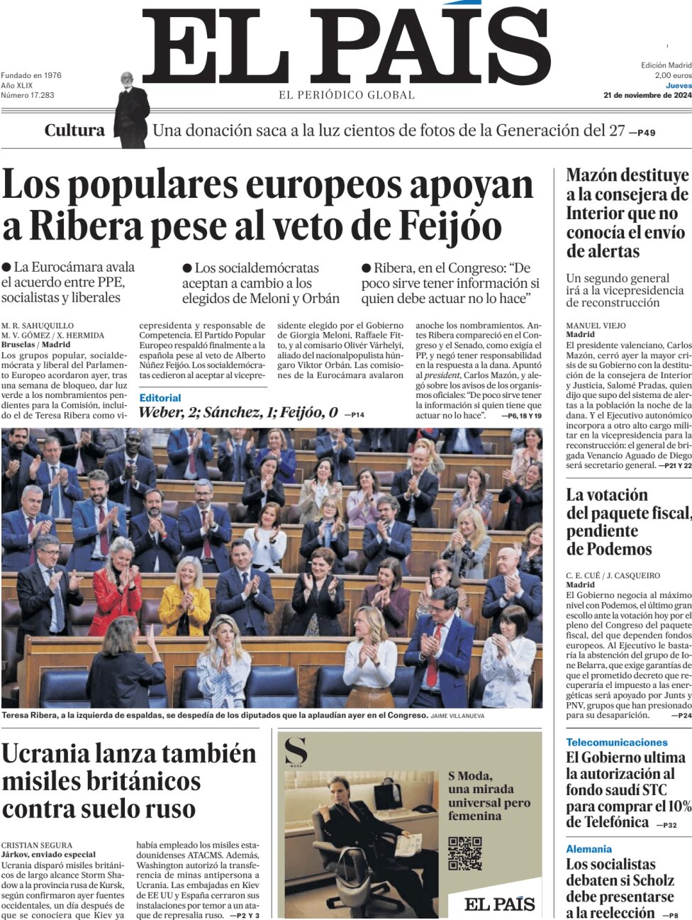 El País - Front Page - 11/21/2024