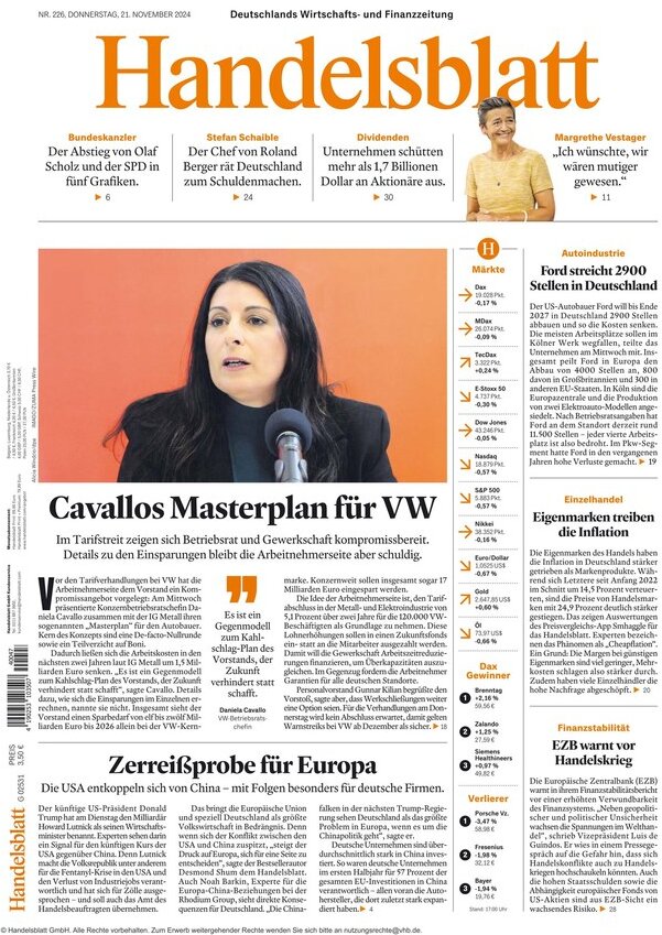 Handelsblatt - Front Page - 11/21/2024