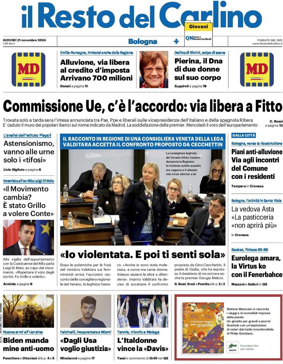 Il Resto del Carlino - Front Page - 11/21/2024