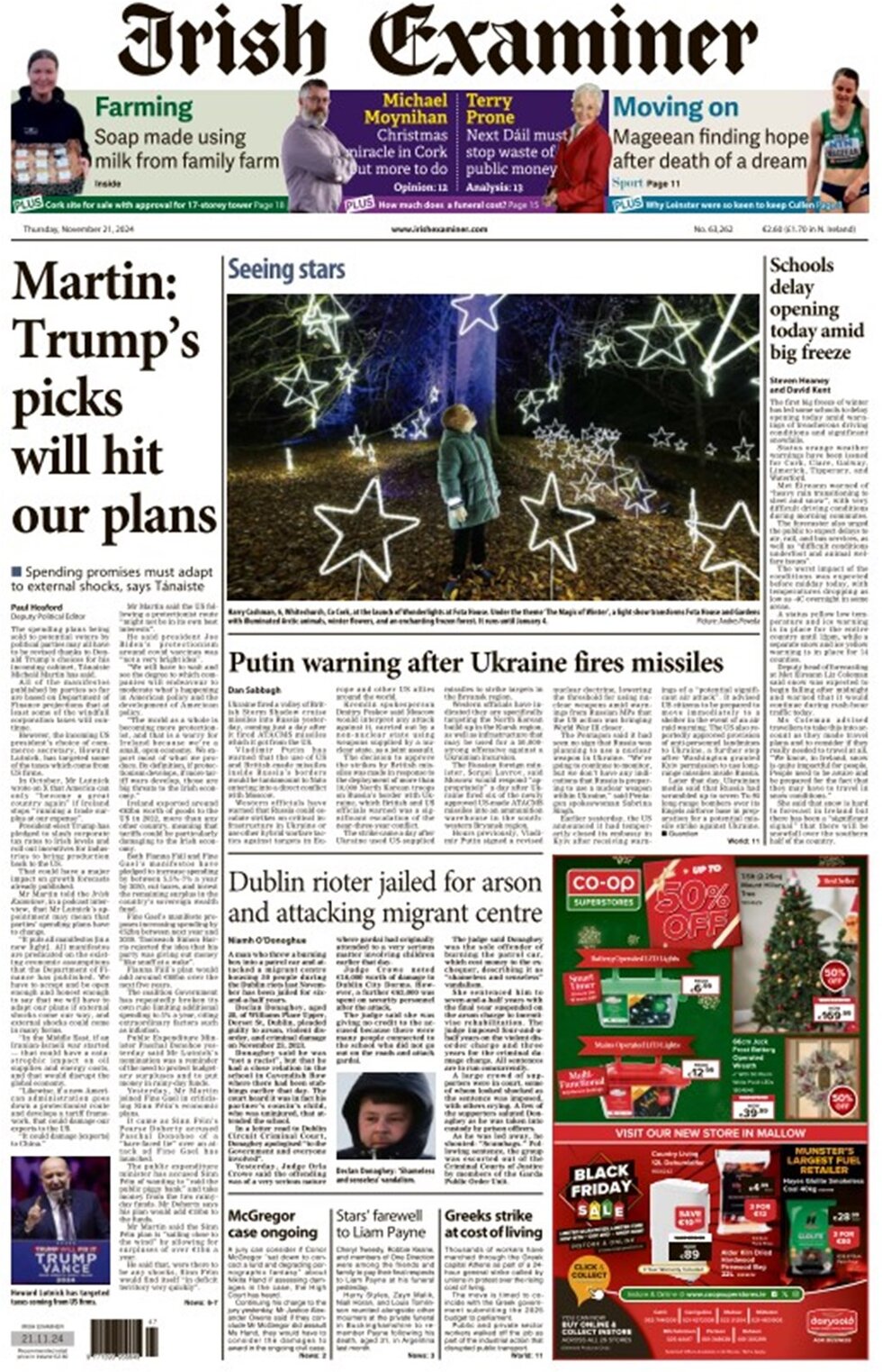 Irish Examiner - Front Page - 11/21/2024