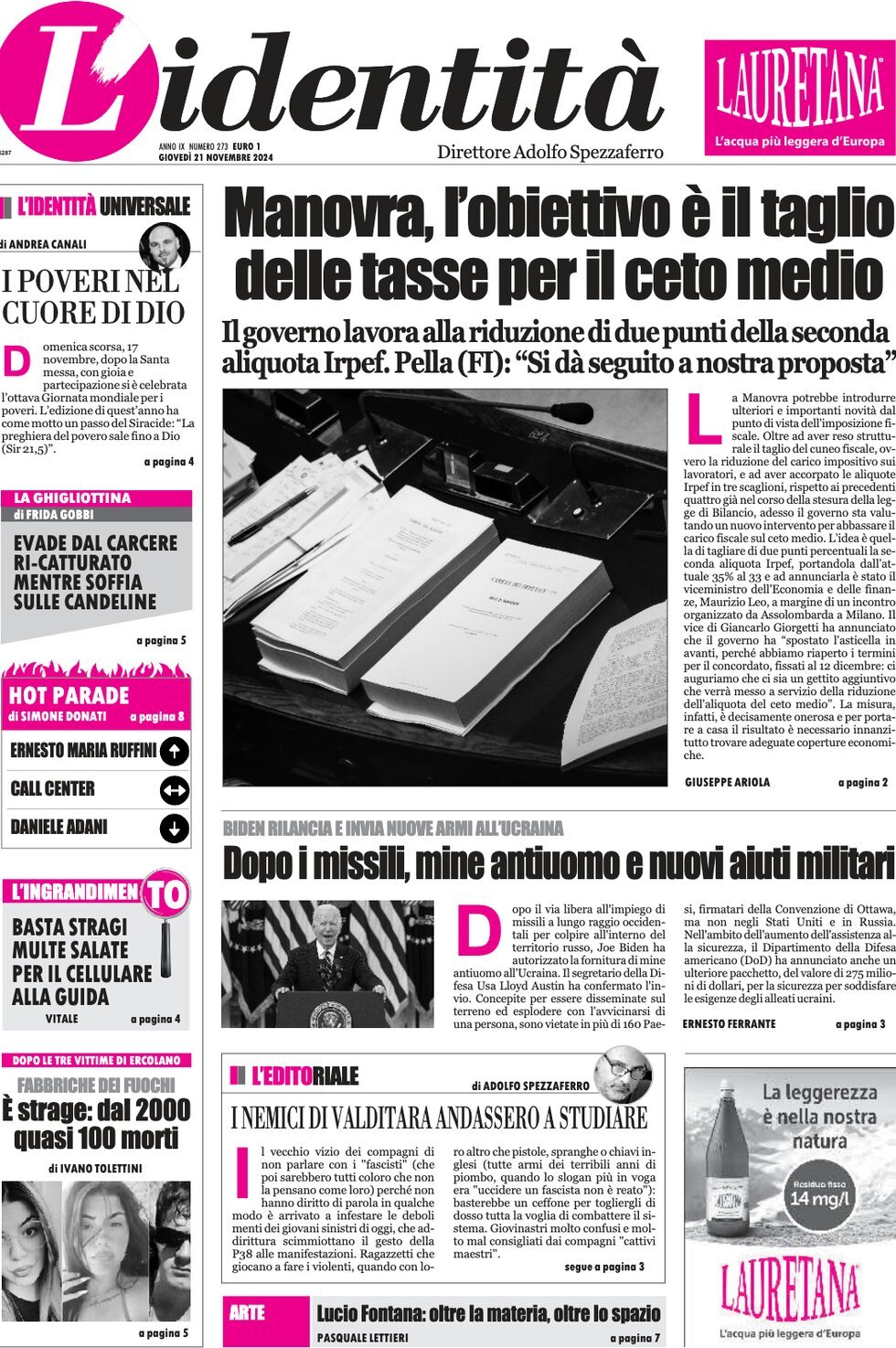 L'Identità - Front Page - 11/21/2024