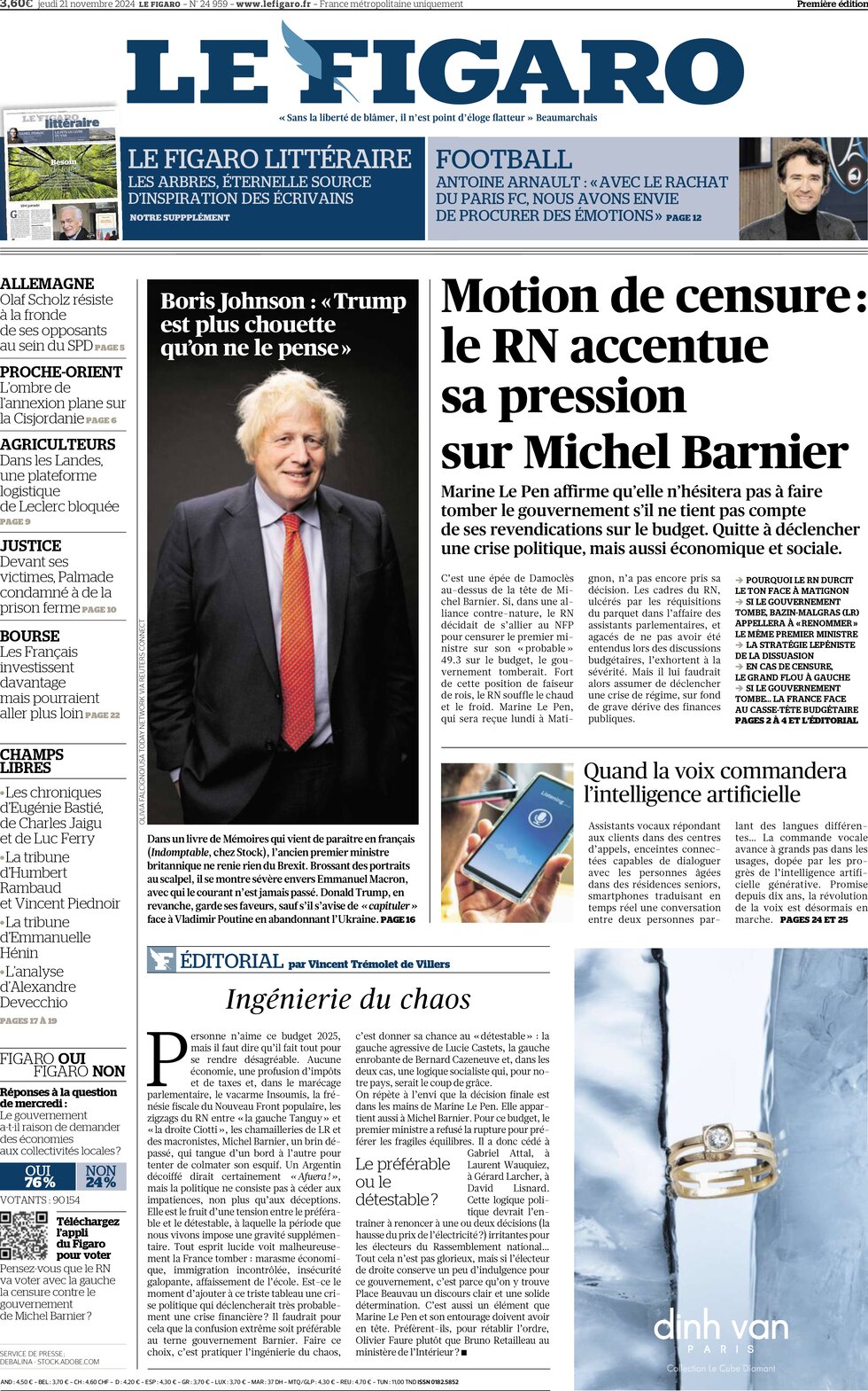 Le Figaro - Front Page - 11/21/2024