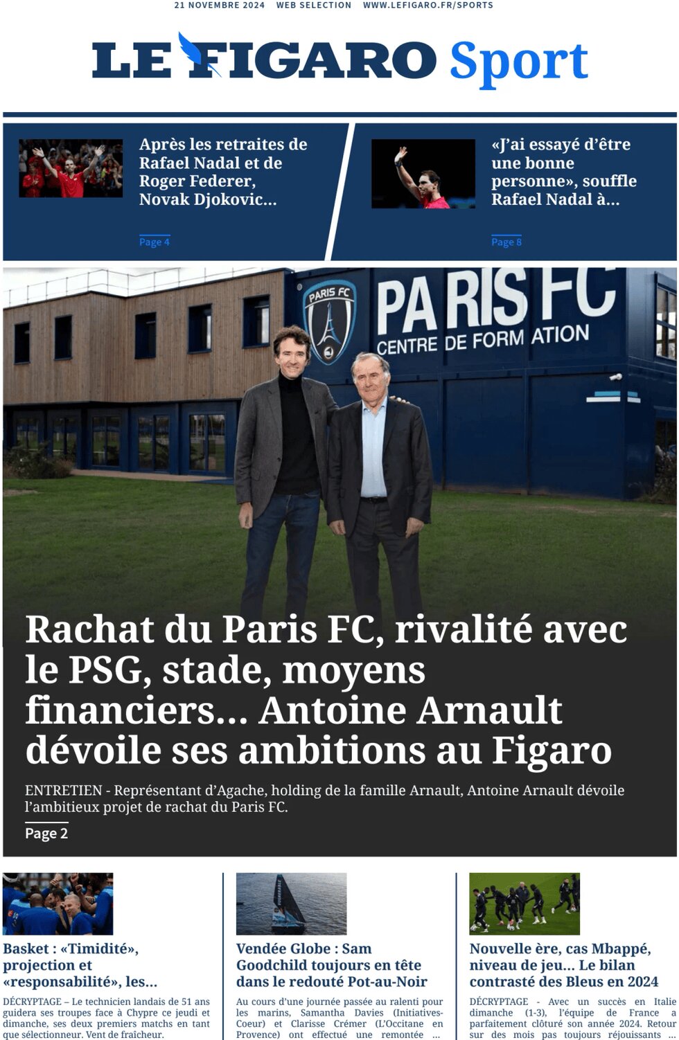 Le Figaro SPORT - Front Page - 11/21/2024