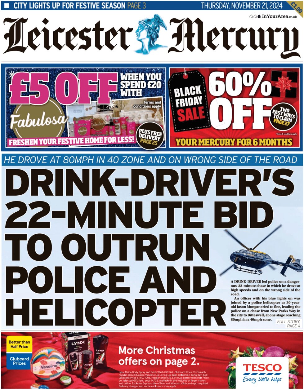 Leicester Mercury - Front Page - 11/21/2024