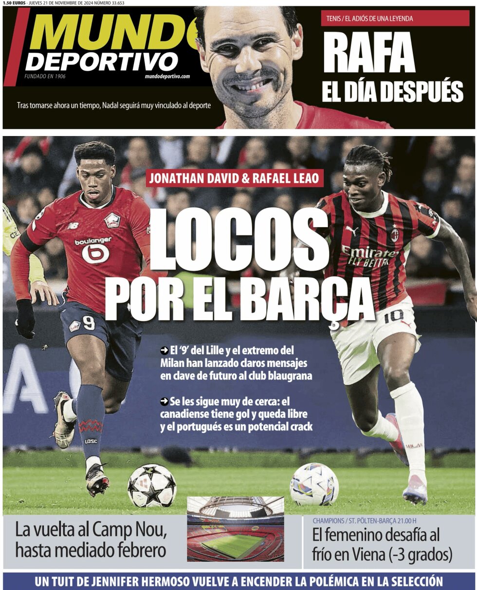 Mundo Deportivo - Front Page - 11/21/2024