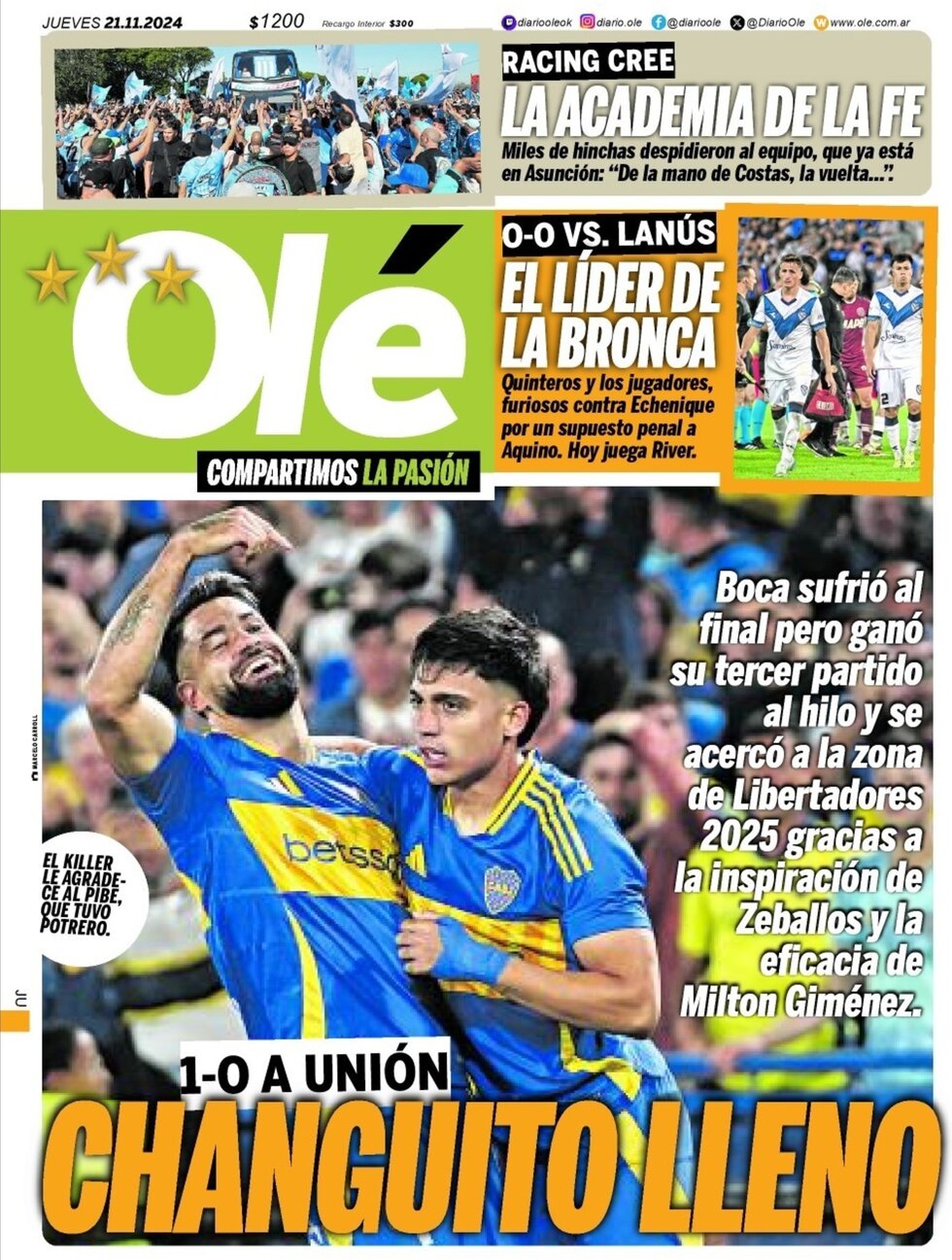 Olé - Front Page - 11/21/2024