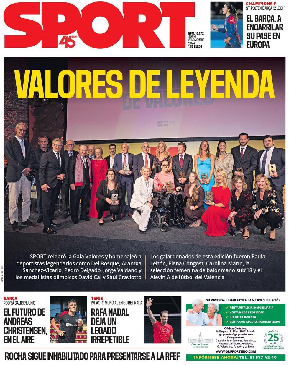 SPORT (Barcelona) - Front Page - 11/21/2024