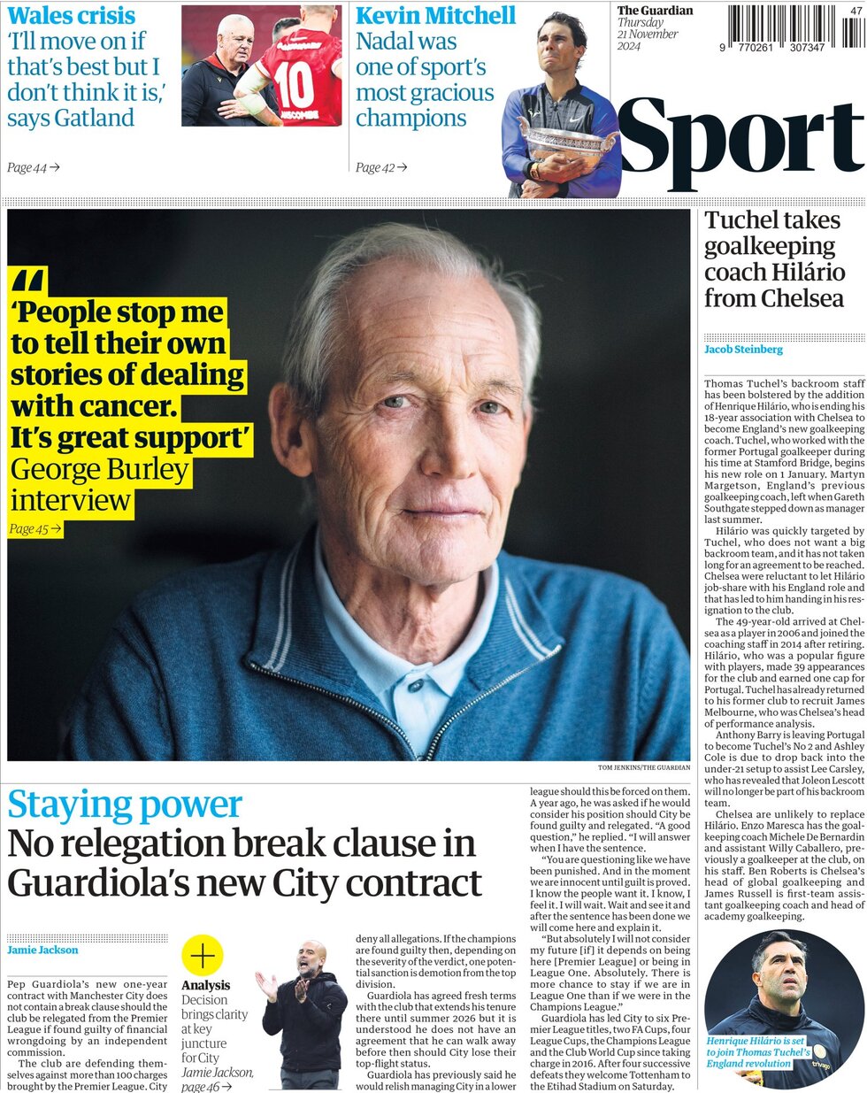 The Guardian SPORT - Front Page - 11/21/2024