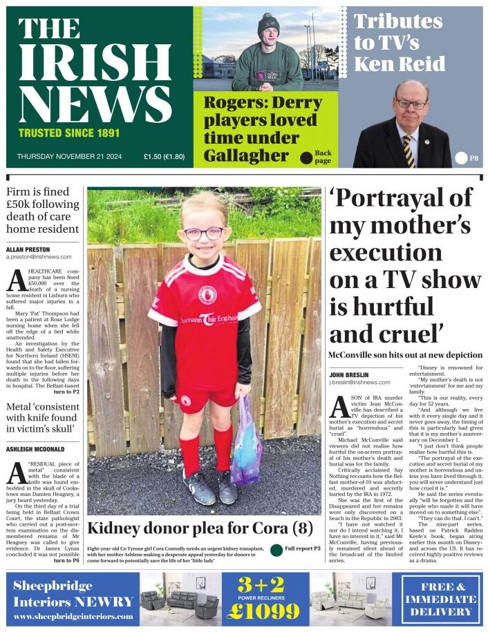 The Irish News - Front Page - 11/21/2024