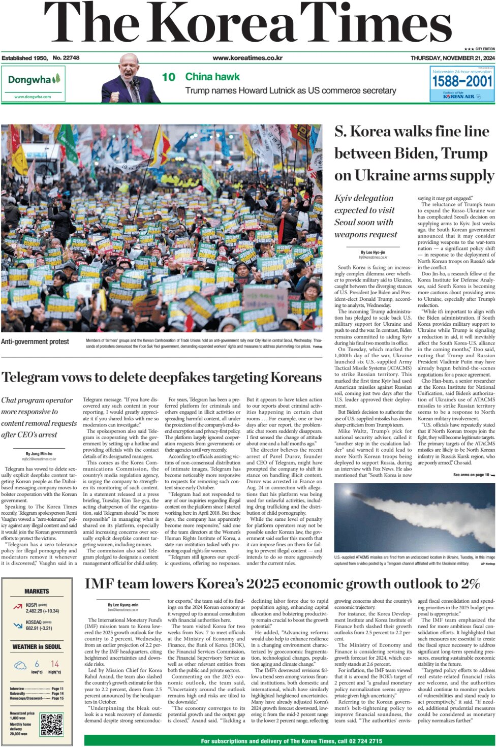 The Korea Times - Front Page - 11/21/2024