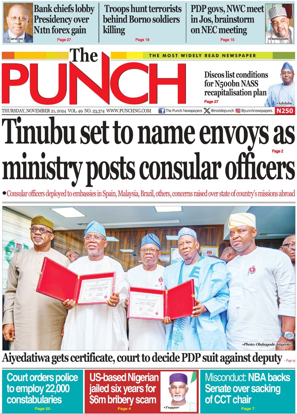 The Punch - Front Page - 11/21/2024