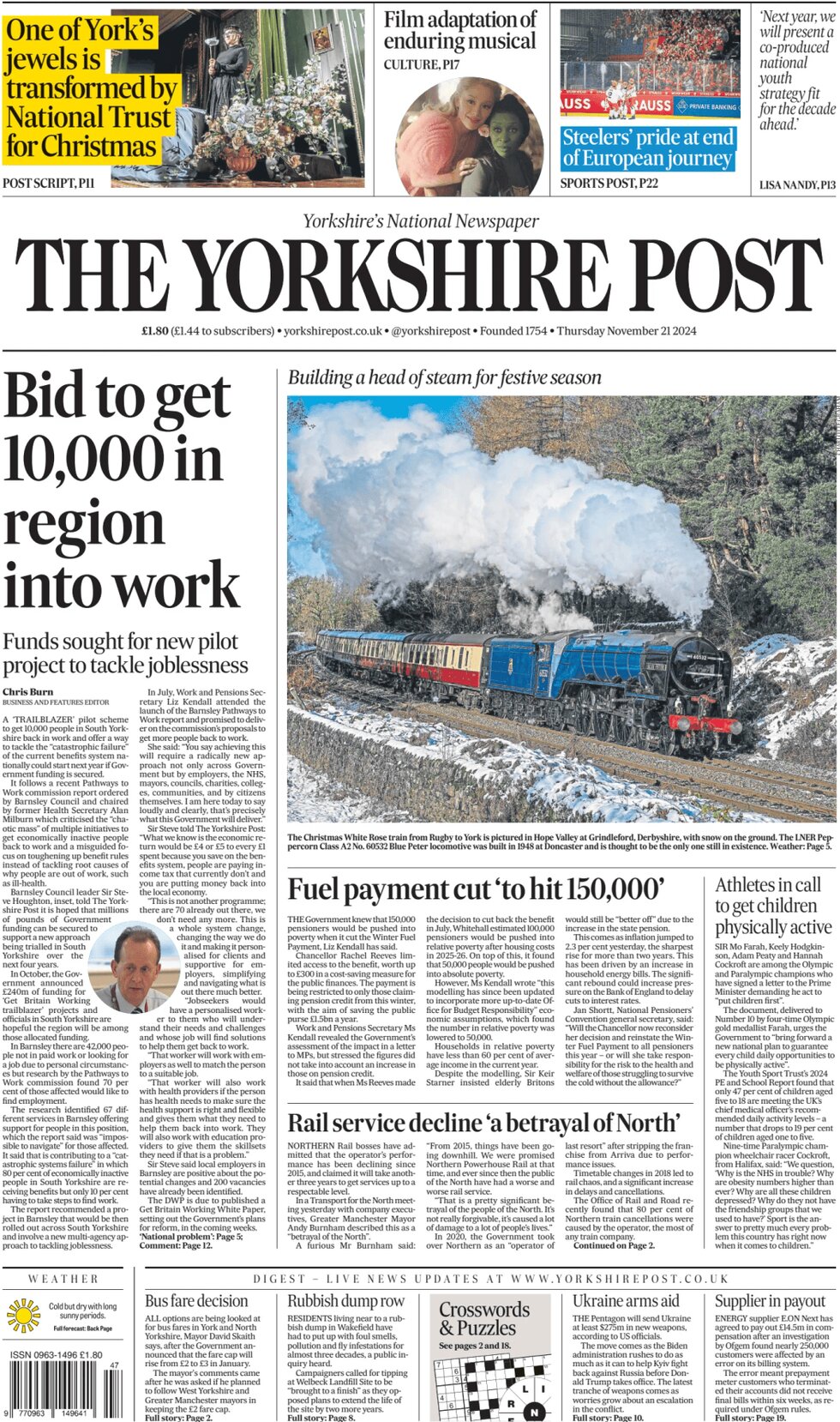 The Yorkshire Post - Front Page - 11/21/2024