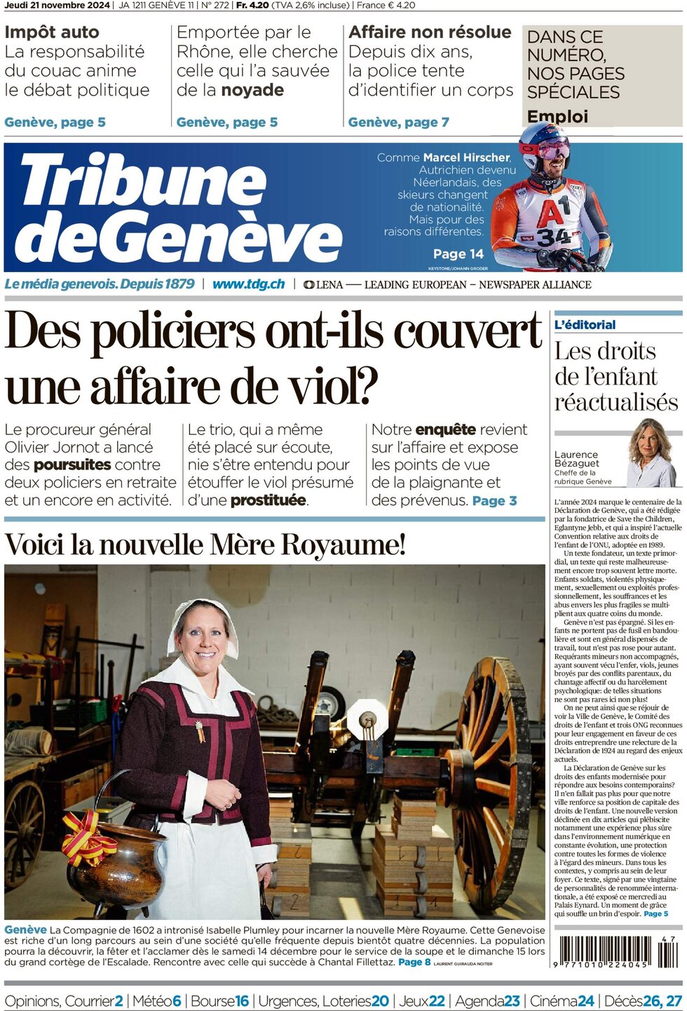 Tribune de Genève - Front Page - 11/21/2024