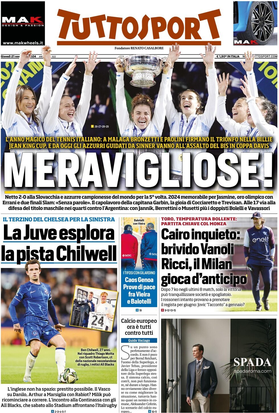 Tuttosport - Front Page - 11/21/2024